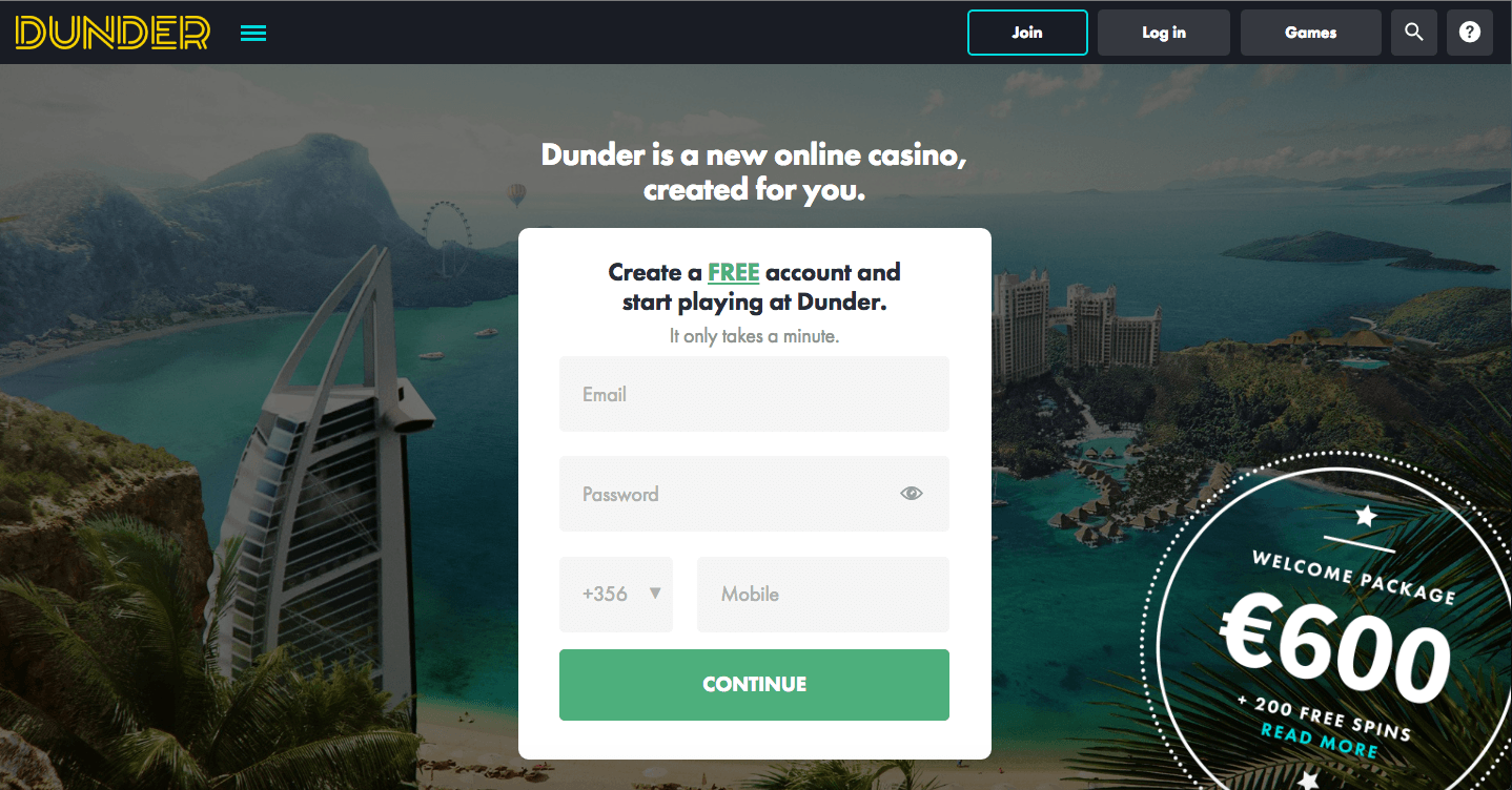 Dunder Casino Site